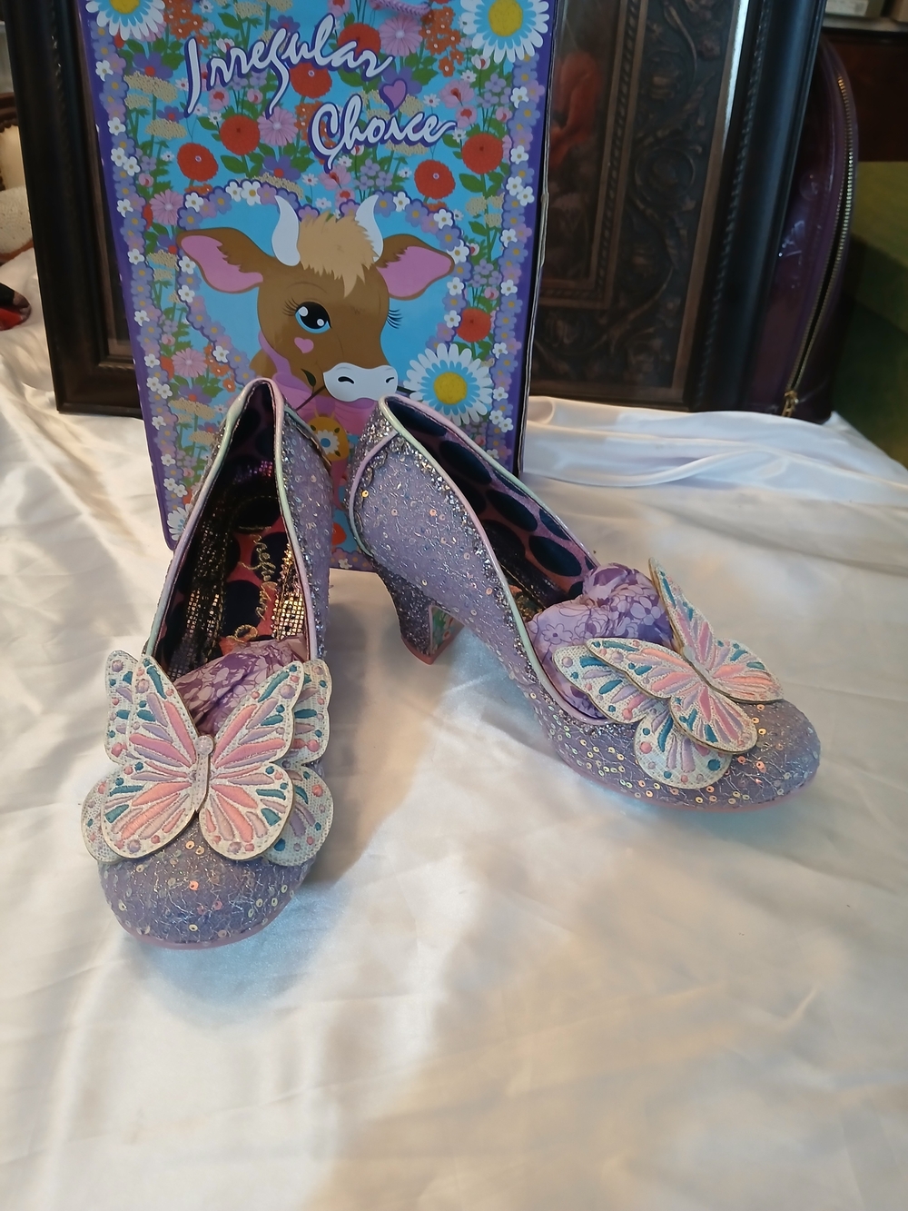 Irregular Choice Lavender and Pink Butterfly Sequin Heels Madame Mariposa 41